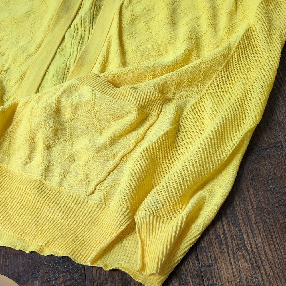 ANTHRO I Yellow Lightweight Knit Hooded Open Cardigan Sweater by Sparrow, M - Picture 6 of 12